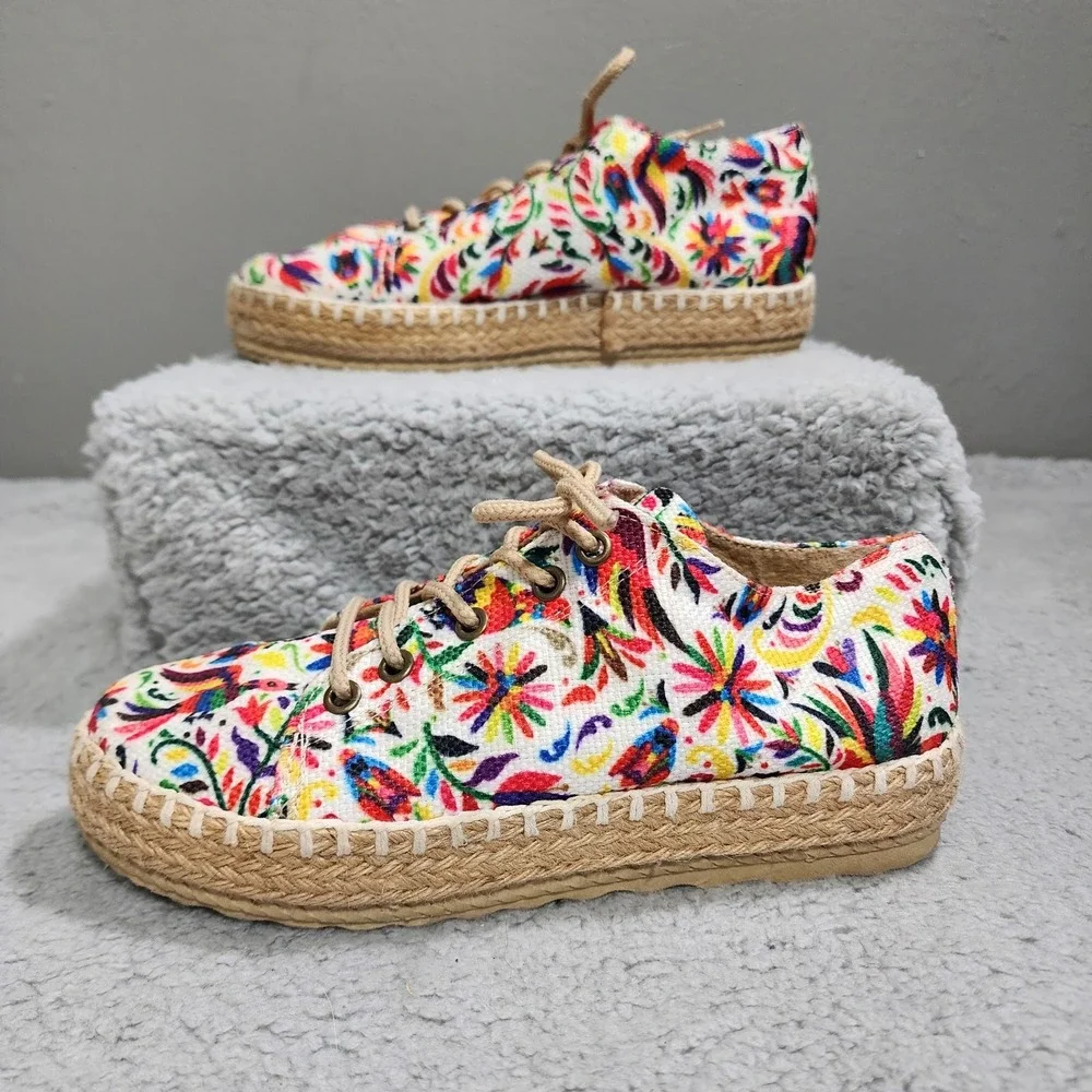 Riviera Corazon Espadrille‎ Calzados Shoes Womens Floral Birds Colorful Lace Up